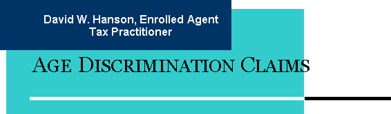 David W. Hanson, Tax Practitioner, Age Discrimination Claims